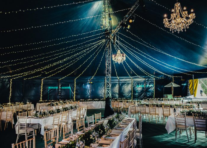 Big Top Tent, Chandeliers, professional wedding lighting